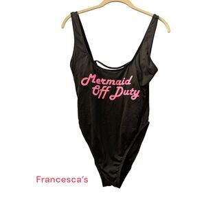 Francesca’s Swim "Mermaid Off Duty" One Piece Tie Back Swimsuit  Sz L